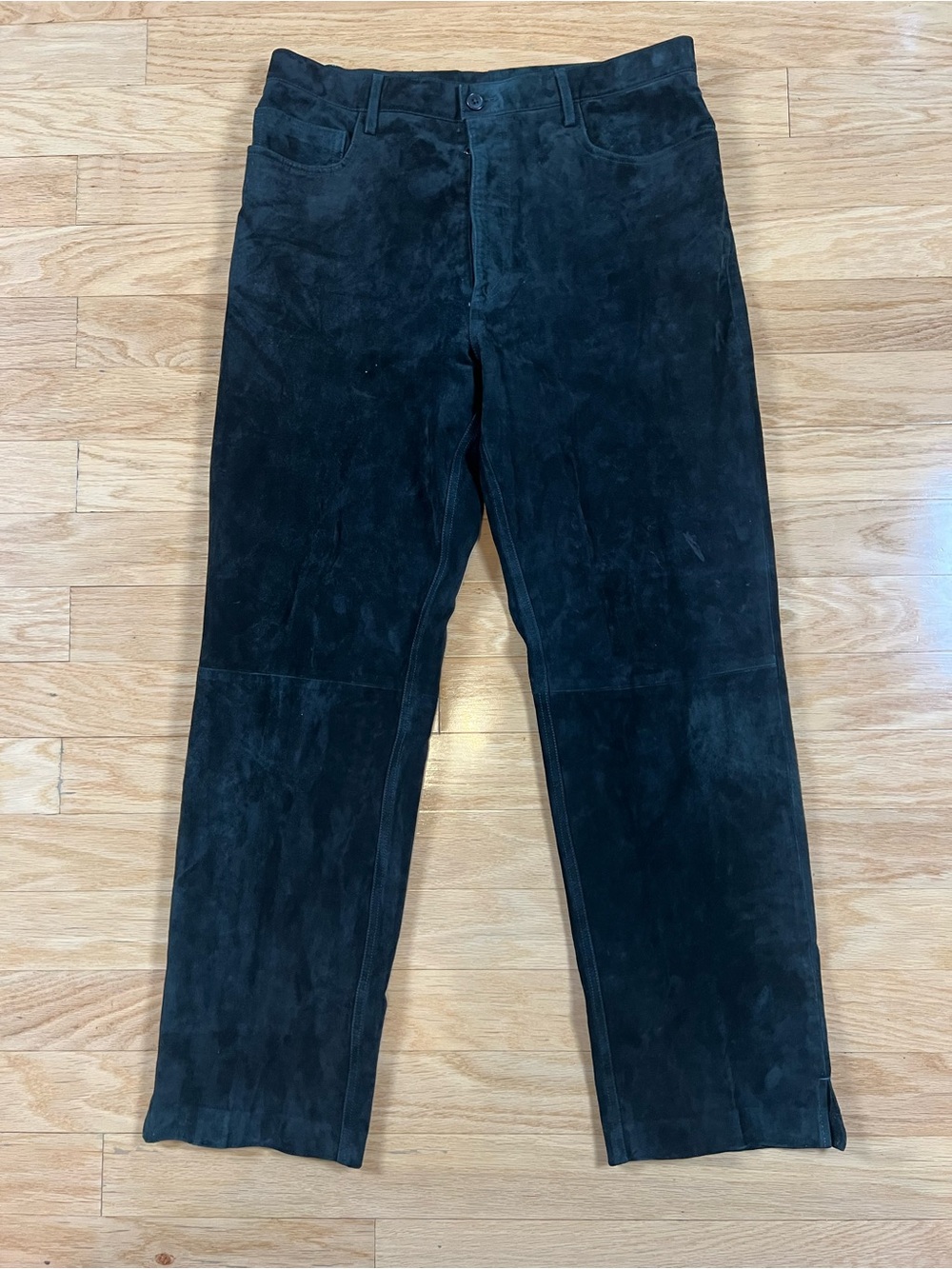Bergdorf Goodman Luxury Men's Black Suede Pants - 100% Cupro Lining & Riri Zip